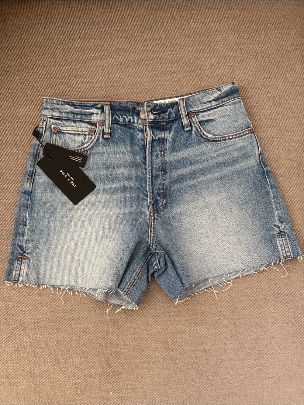 NWT Rag & Bone Midi Vintage Cut Off Denim Shorts - Size 27 - color Prim